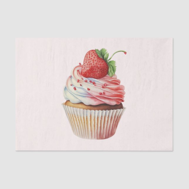 Strawberry Cupcake Sweet Dessert Tissue Paper (Front)