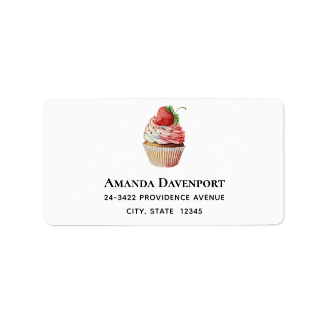 Strawberry Cupcake Sweet Desserts Address Label (Front)