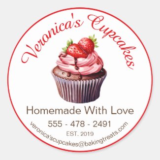 Strawberry Cupcake With Contact Details
