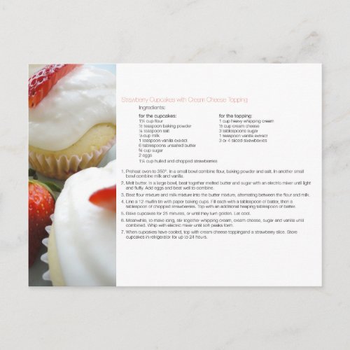 Strawberry Cupcakes Recipe Card Postcard
