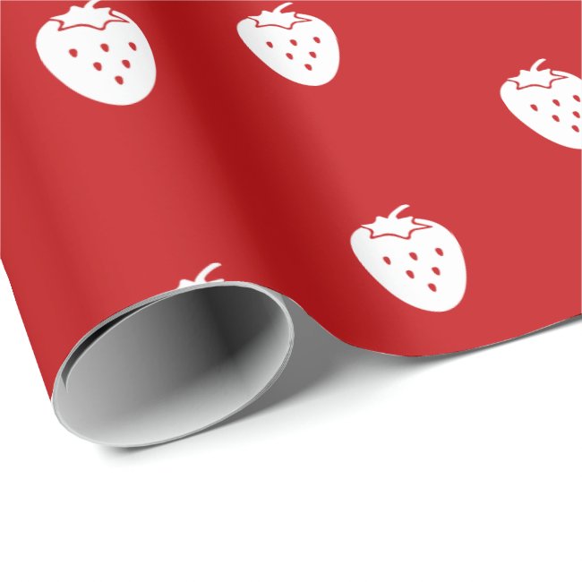Strawberry Custom Gift Wrap White Strawberries Red