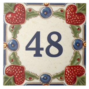 Strawberry Custom House Number Plate Plaque Sign Ceramic Tile