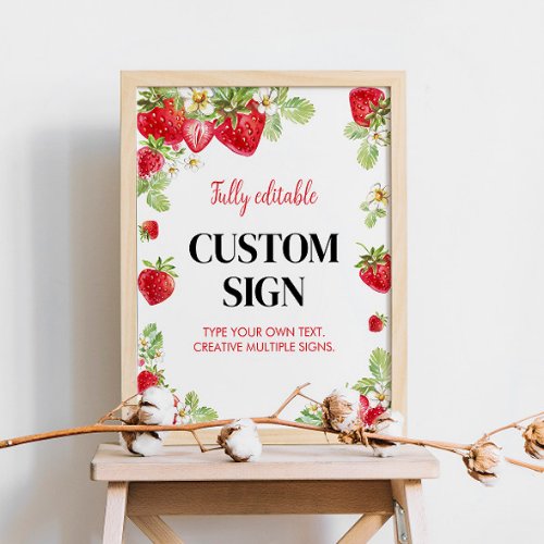 Strawberry Custom Table Sign Berry Sweet