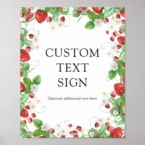 Strawberry Custom Text Bridal Shower Poster