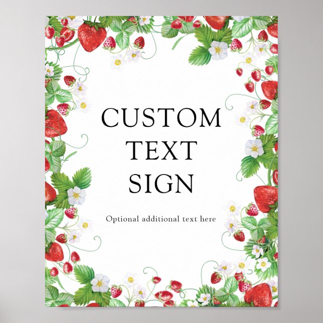 Strawberry Custom Text Bridal Shower Poster (Front)