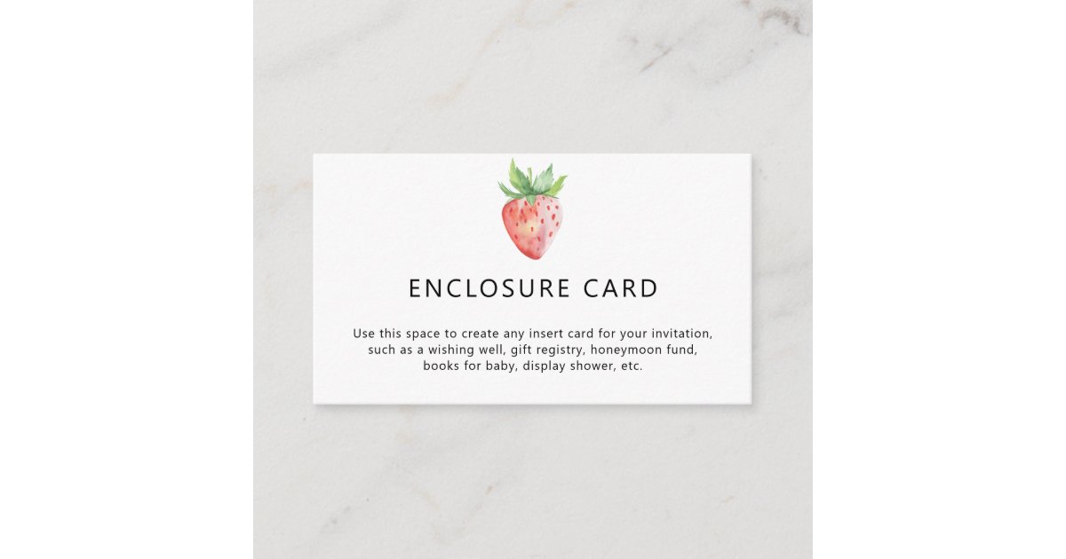 Strawberry - Custom Text Enclosure Card | Zazzle