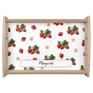 Strawberry custom vanity organizer printed name serving tray