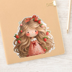 Strawberry Cute Girl Sticker