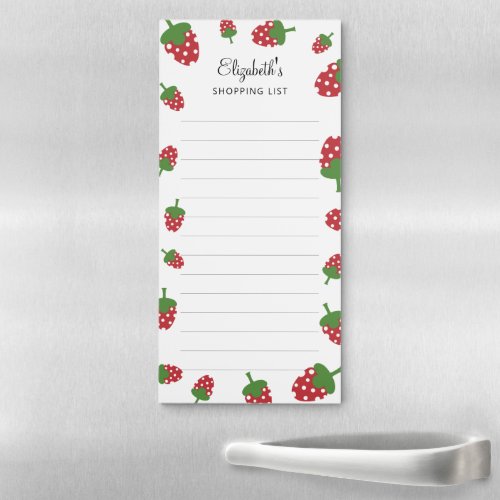 Strawberry Cute Personalized Shopping List Red  Magnetic Notepad