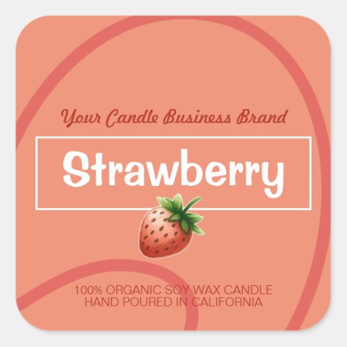 Strawberry Cute Style Modern Soy Candles Labels 