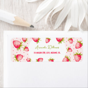 Strawberry Cute Summer Pink Green Label