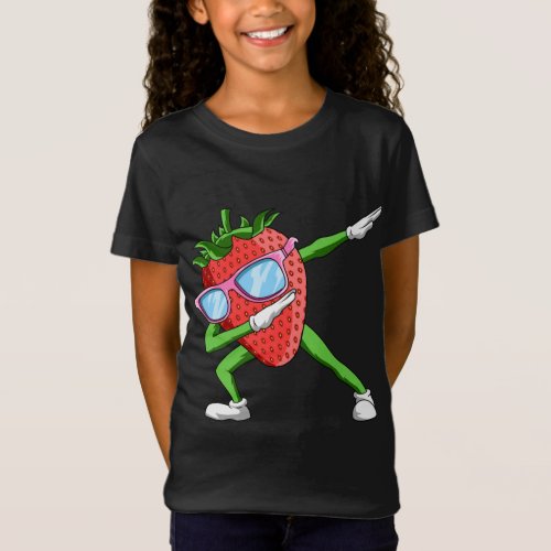 Strawberry Dabbing Fruit Lover Fruitarian Strawber T_Shirt