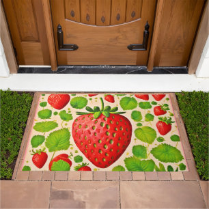 Strawberry Dadaist Artwork Doormat
