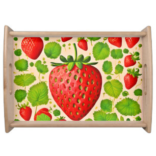 Strawberry Dadaist Artwork Serving Tray