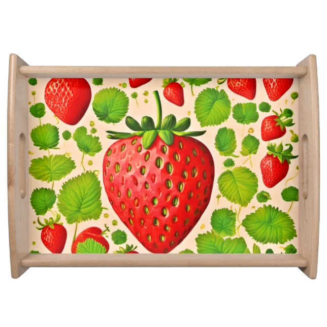 Strawberry Dadaist Artwork Serving Tray (Front)