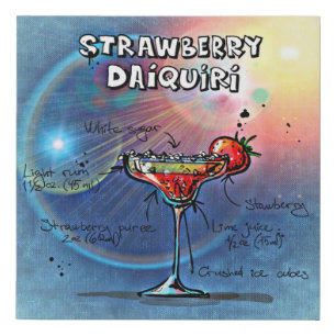 Strawberry Daiquiri (#10 of 12 Drink Recipe Sets) Faux Canvas Print