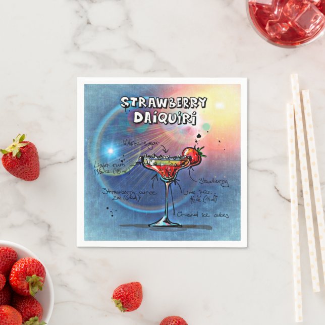 Strawberry Daiquiri (#10 of 12 Drink Recipe Sets)  Napkins (Insitu)