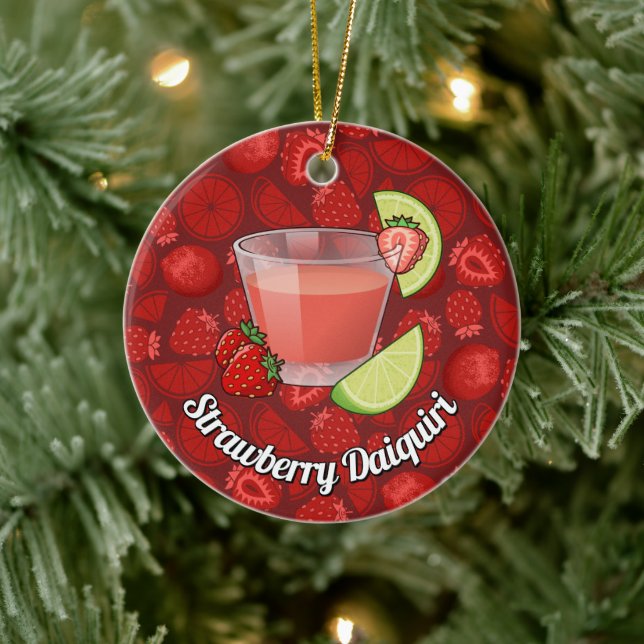 Strawberry Daiquiri Ceramic Ornament (Tree)