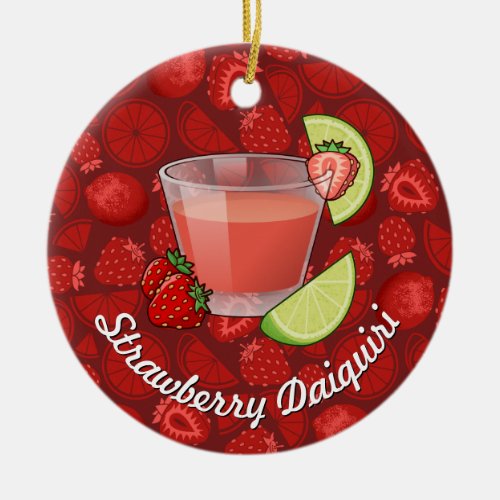 Strawberry Daiquiri Ceramic Ornament