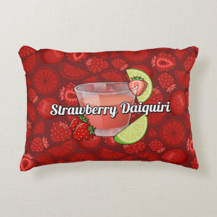 Strawberry Daiquiri Cocktail Accent Pillow
