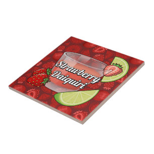 Strawberry Daiquiri Cocktail Ceramic Tile