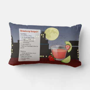 Strawberry Daiquiri Cocktail Recipe Lumbar Pillow