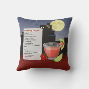 Strawberry Daiquiri Cocktail Recipe Throw Pillow