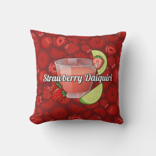 Strawberry Daiquiri Cocktail Throw Pillow