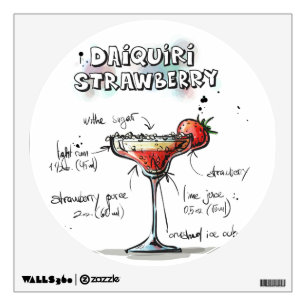 Strawberry Daiquiri Drink Recipe Design Wall Sticker