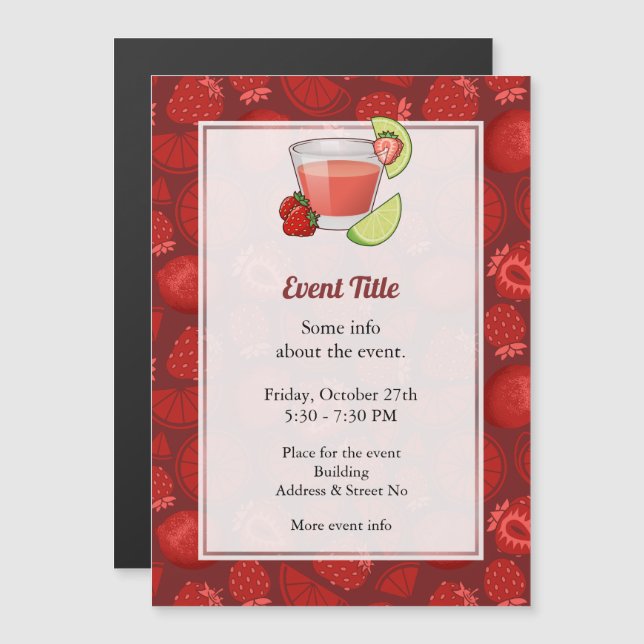 Strawberry Daiquiri Magnetic Invitation (Front/Back)