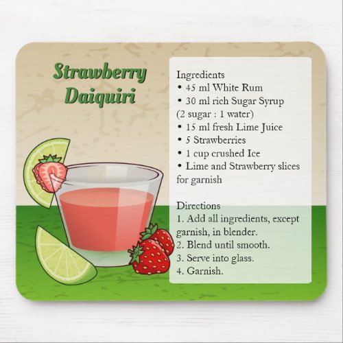Strawberry Daiquiri Recipe Mouse Pad