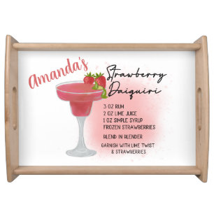 Strawberry Daiquiri Recipe Personalize  Serving Tray