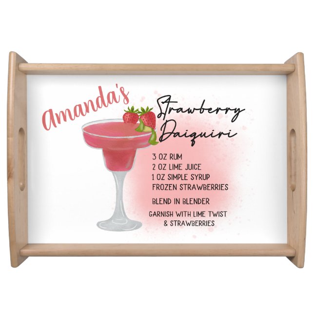 Strawberry Daiquiri Recipe Personalize  Serving Tray (Front)