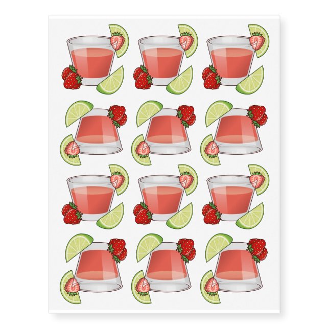 Strawberry Daiquiri Temporary Tattoos (Front)