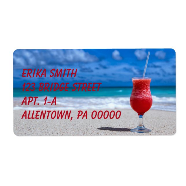 Strawberry Daiquiri Tropical Punch Caribbean Beach Label (Front)