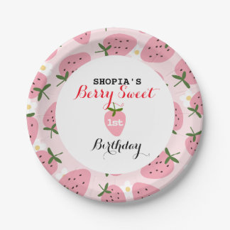 Strawberry Delight First Birthday Paper Plates