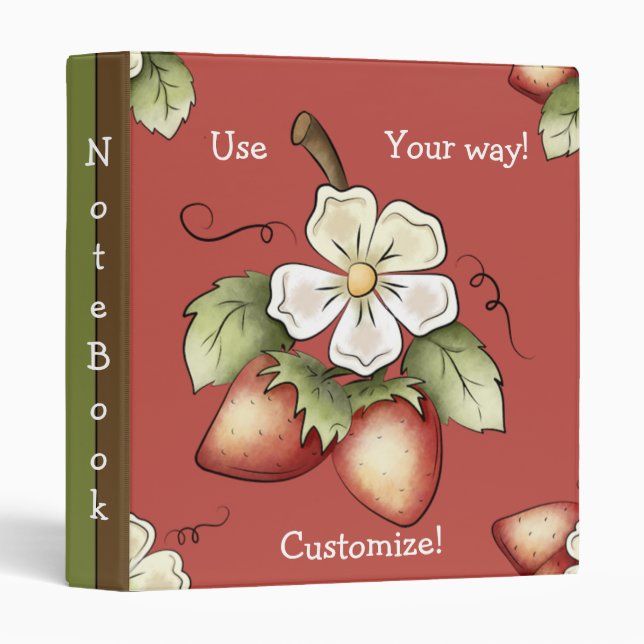 Strawberry Delight Notebook Avery Binder (Front/Spine)