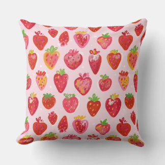 Strawberry Delight Pattern Outdoor Pillow