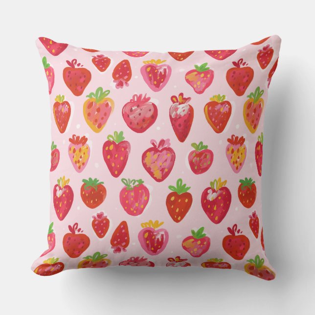 Strawberry Delight Pattern Outdoor Pillow (Front)