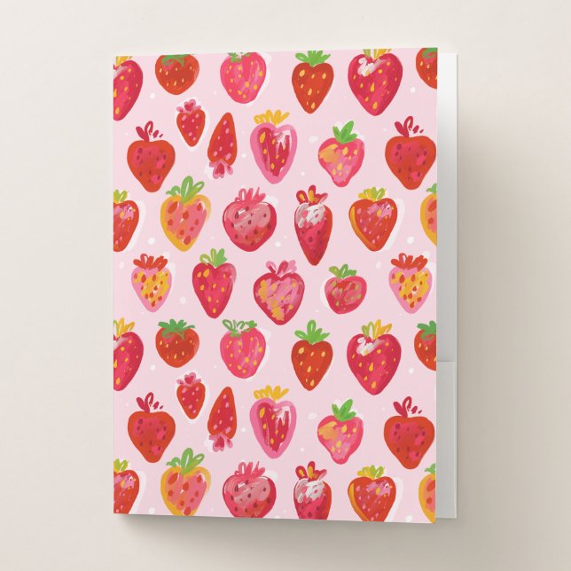 Strawberry Delight Pattern Pocket Folder (Front)