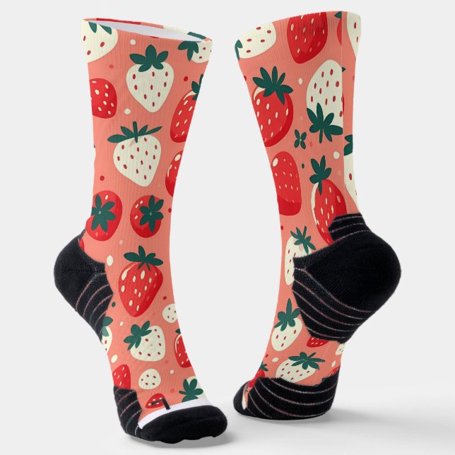 Strawberry Delight Pattern Socks (Angled)