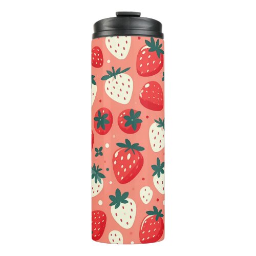 Strawberry Delight Pattern Thermal Tumbler