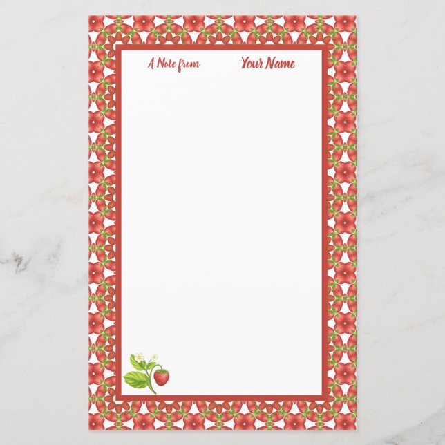 Strawberry Delight Personalized Stationery (Front)