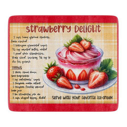 Strawberry Delight Recipe Cutting Board