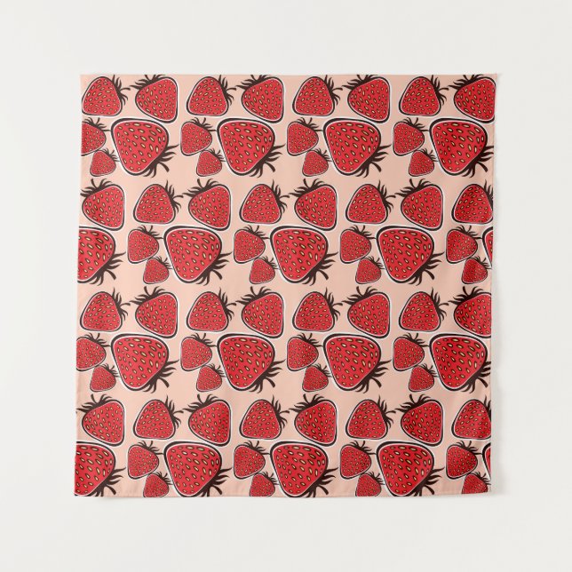 Strawberry Delight: Vintage Pattern Charm. Tapestry (Front)