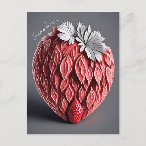 Strawberry Design on grey background Postcard