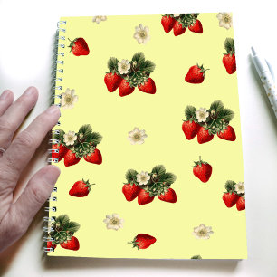 Strawberry design on yellow simple modern notebook