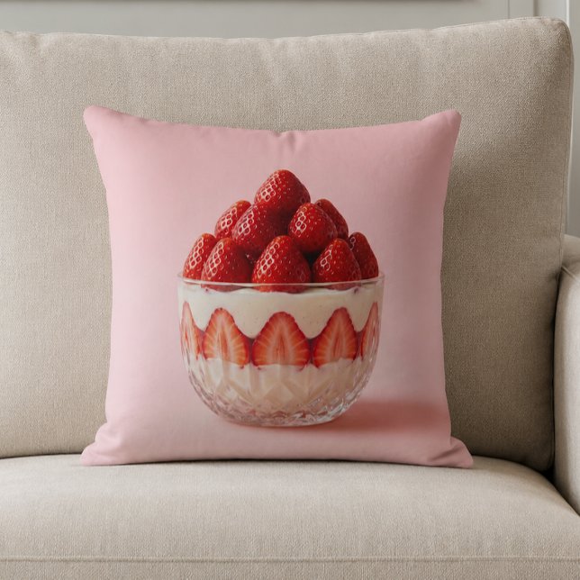Strawberry Dessert Throw Pillow (Creator Uploaded)