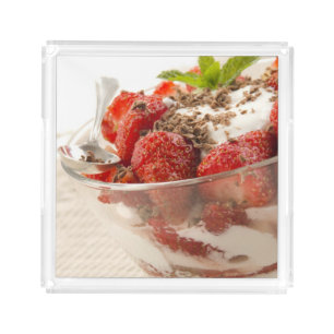 Strawberry Dessert With Fresh Yogurt Acrylic Tray
