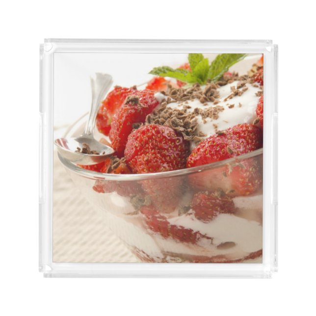 Strawberry Dessert With Fresh Yogurt Acrylic Tray (Front)